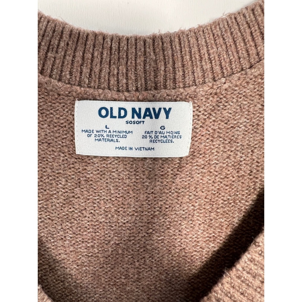 Old Navy SoSoft Brown Neutral V-Neck Sweater Vest Dress Academia Preppy Large - Picture 2 of 5